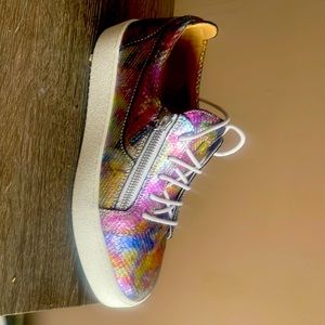 10.5 Giuseppe Zanotti multi color snake skin shoe.